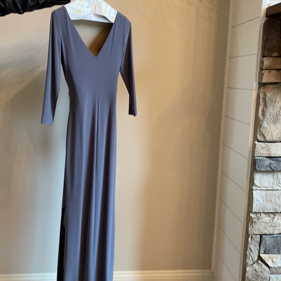 Ralph Lauren Long-sleeve Jersey Gown w/ Brooch - Picture 6 of 8
